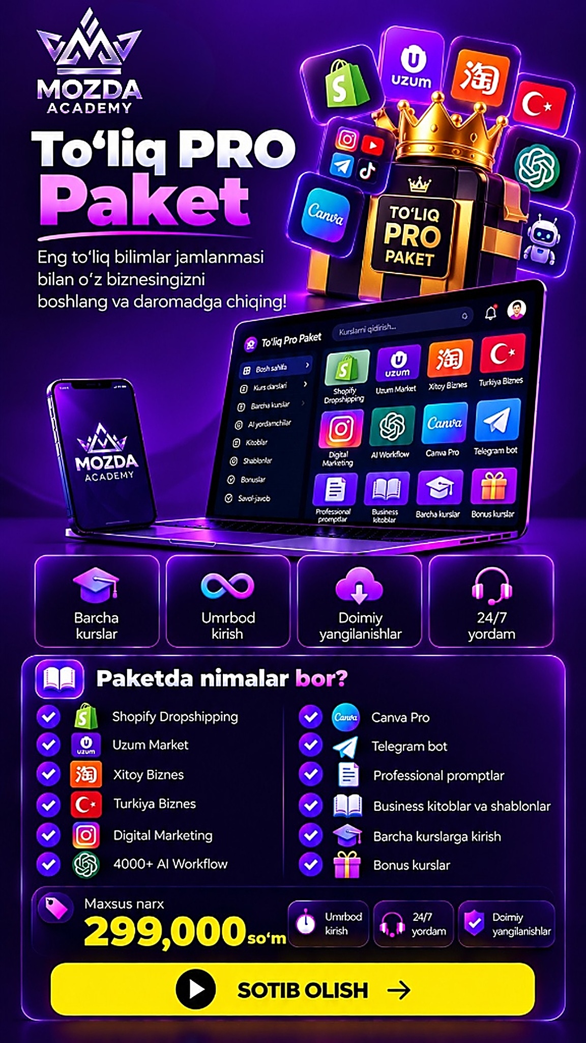 To'liq PRO Paket